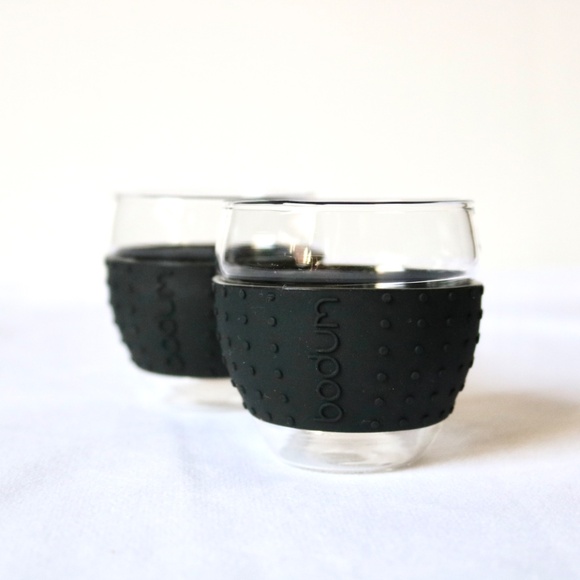 BODUM Set of 2 Pavina Glasses with Black Silicone Sleeve Espresso Tea Coffee 3oz - Picture 6 of 7